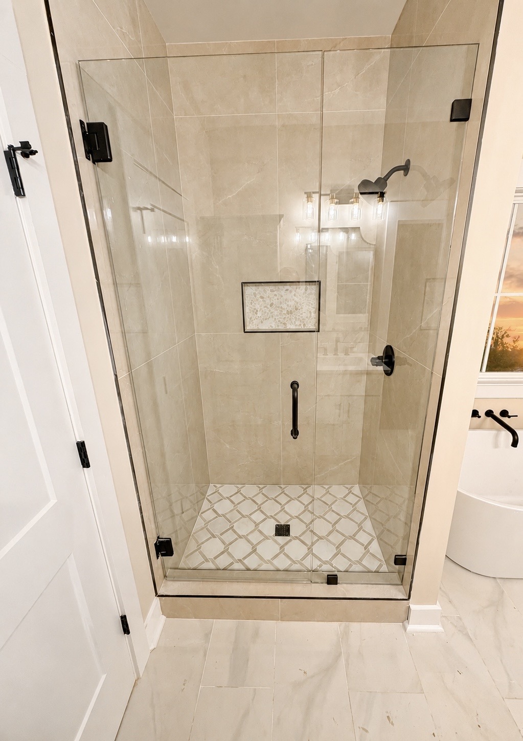 Custom tiled walk-in shower