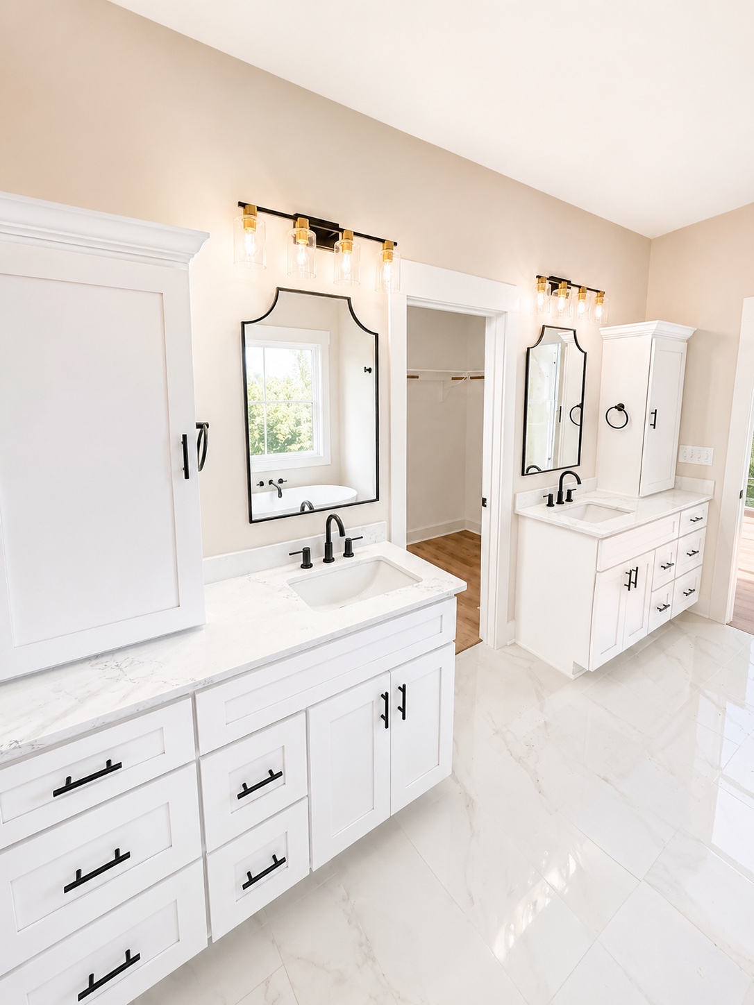 Bright custom primary bathroom